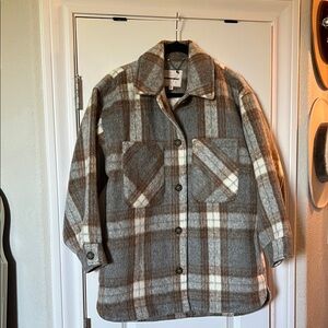 Lucky brand , OversizedCheckered Jacket in Gray and Brown